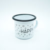 Emaille Tasse "happy"