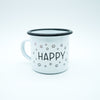 Emaille Tasse "happy"