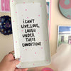 Vintage Wandteller "I CAN‘T LIVE,LOVE,LAUGH under these conditions“– handbemalte Statement-Wanddeko aus Porzellan