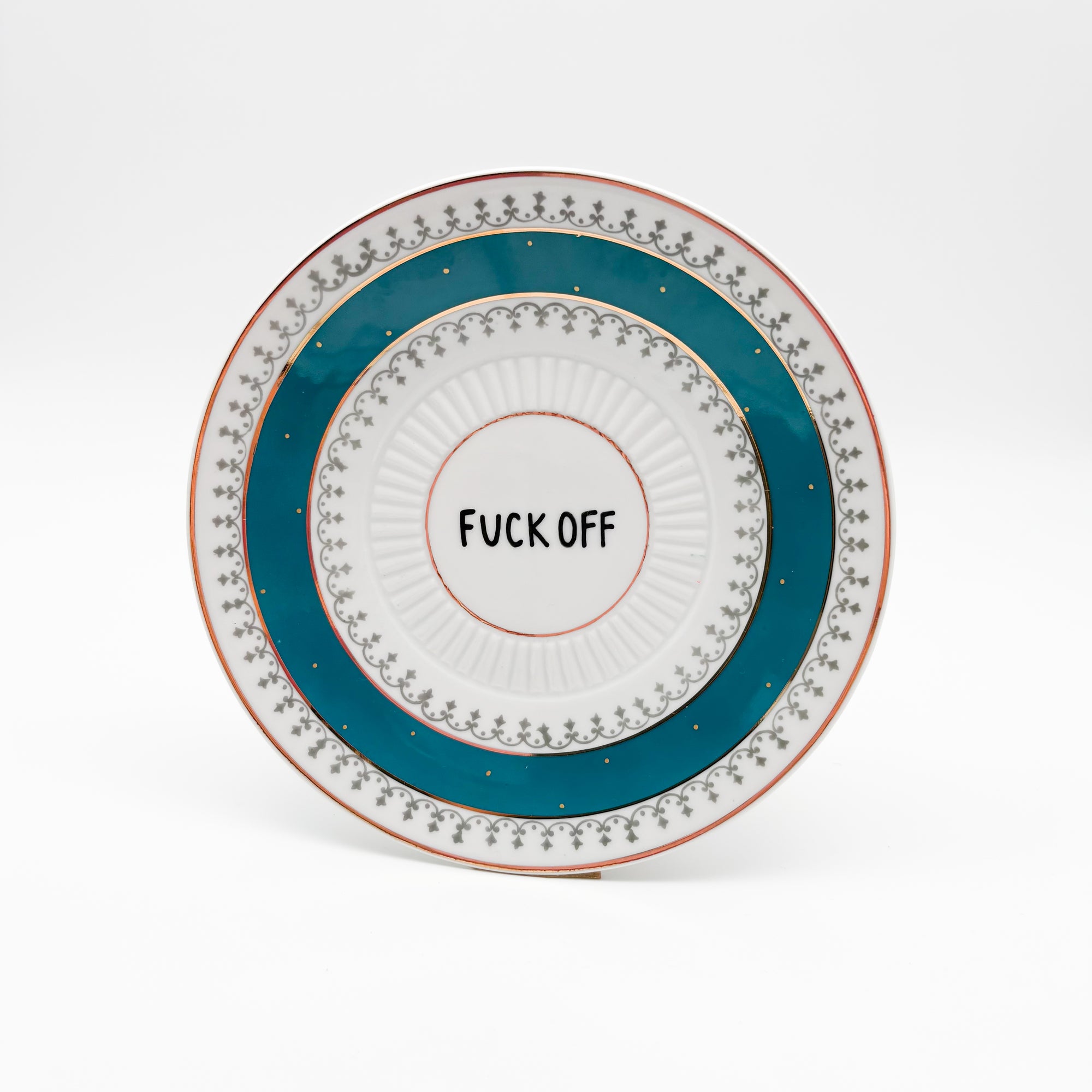 Wandteller small FUCK OFF "petrol"