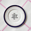 Vintage Wandteller "MY MIGRAINE FUCKS ME HARDER THAN YOU"– handbemalte Statement-Wanddeko aus Porzellan