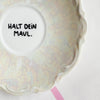 Vintage Wandteller "HALT DEIN MAUL" – handbemalte Statement-Wanddeko aus Porzellan