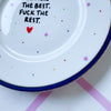 Vintage Wandteller "YOU ARE THE BEST.FUCK THE REST." – handbemalte Statement-Wanddeko aus Porzellan