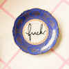 Vintage Wandteller "fuck“– handbemalte Statement-Wanddeko aus Porzellan