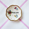 Vintage Wandteller " FUCK OFF"– handbemalte Statement-Wanddeko aus Porzellan