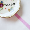 Vintage Wandteller " FUCK OFF"– handbemalte Statement-Wanddeko aus Porzellan