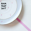Vintage Wandteller "FUCK THAT SHIT"– handbemalte Statement-Wanddeko aus Porzellan