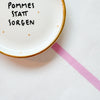 Vintage Wandteller "POMMES STATT SORGEN"– handbemalte Statement-Wanddeko aus Porzellan