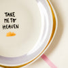 Vintage Wandteller "TAKE ME TO HEAVEN"– handbemalte Statement-Wanddeko aus Porzellan