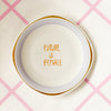 Vintage Wandteller "FUTURE IS FEMALE"– handbemalte Statement-Wanddeko aus Porzellan