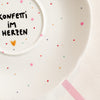 Vintage Wandteller "KONFETTI IM HERZEN" – handbemalte Statement-Wanddeko aus Porzellan