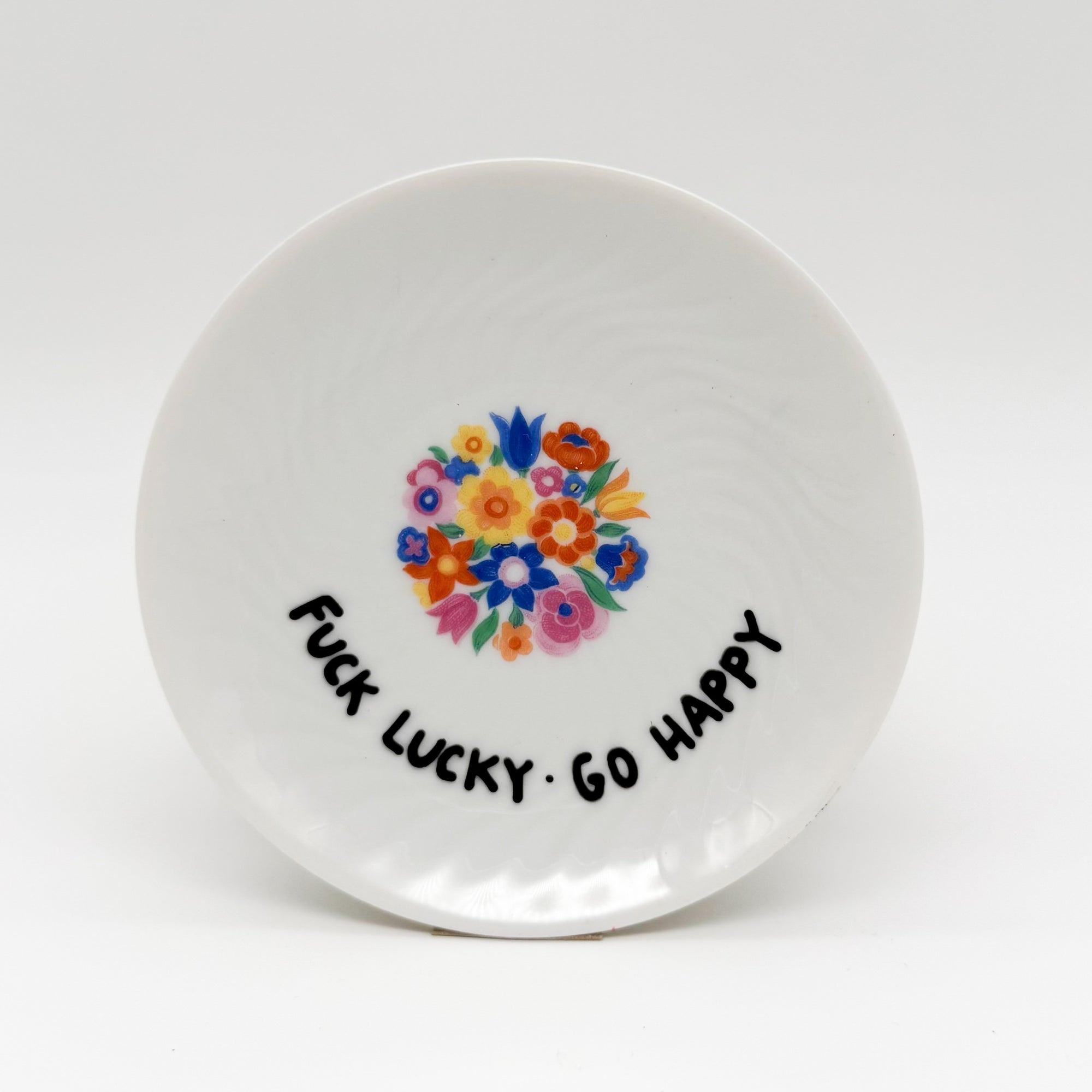 Wandteller mini FUCK LUCKY GO HAPPY "retro"