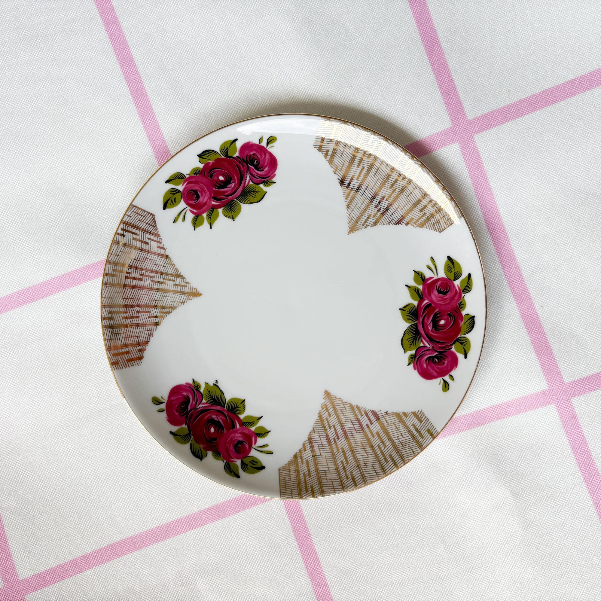 Personalisierbarer Wandteller mit deinem Wunschtext gold mit Rosen
